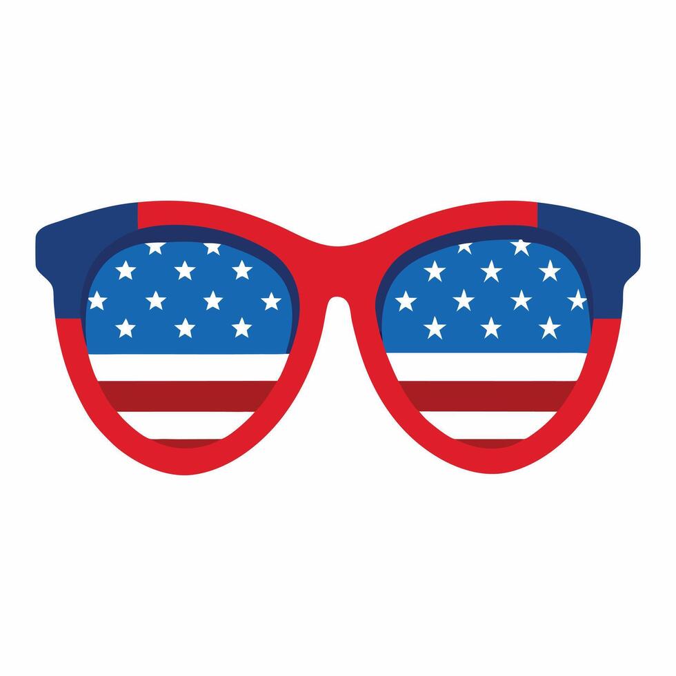 glasses with american flag colors on them vector