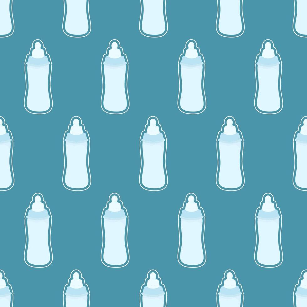Seamless pattern of baby milk bottles vector