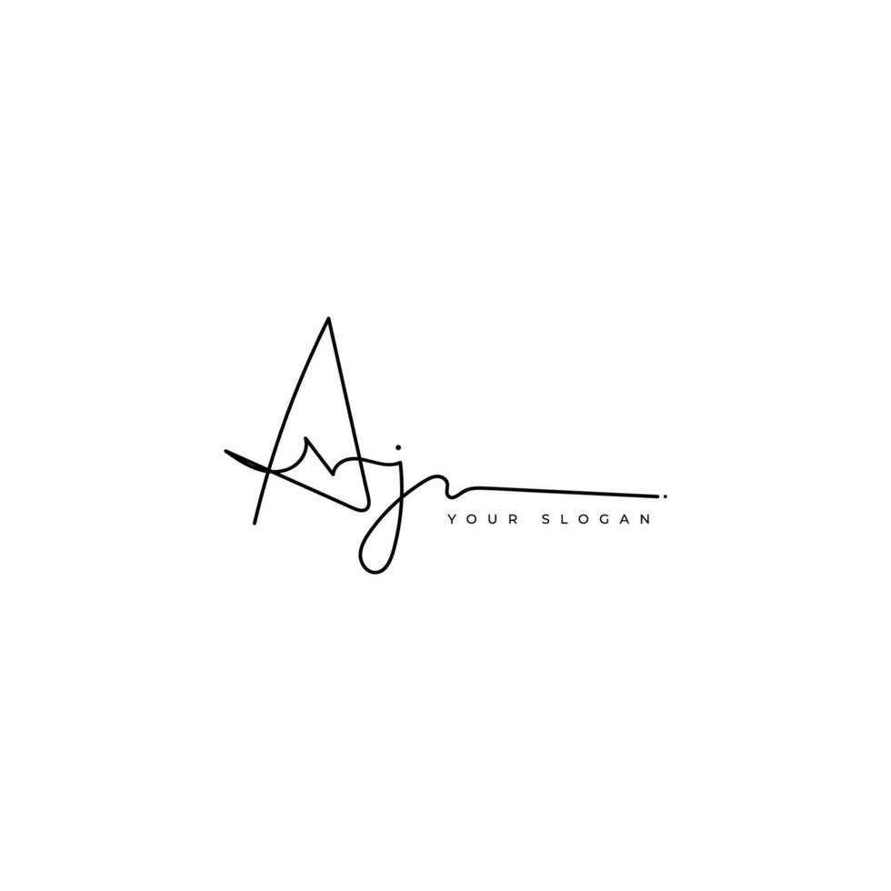 Aj initial signature logo design vector
