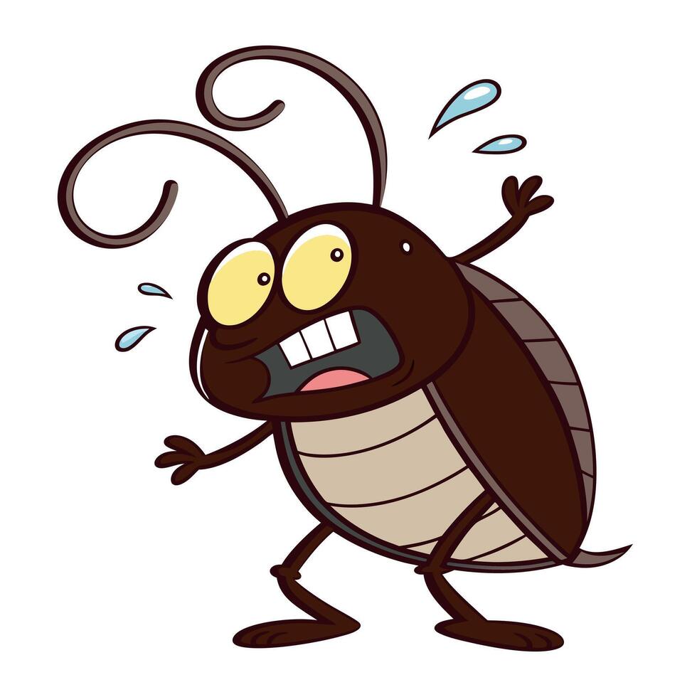 Scared cockroach cartoon vector