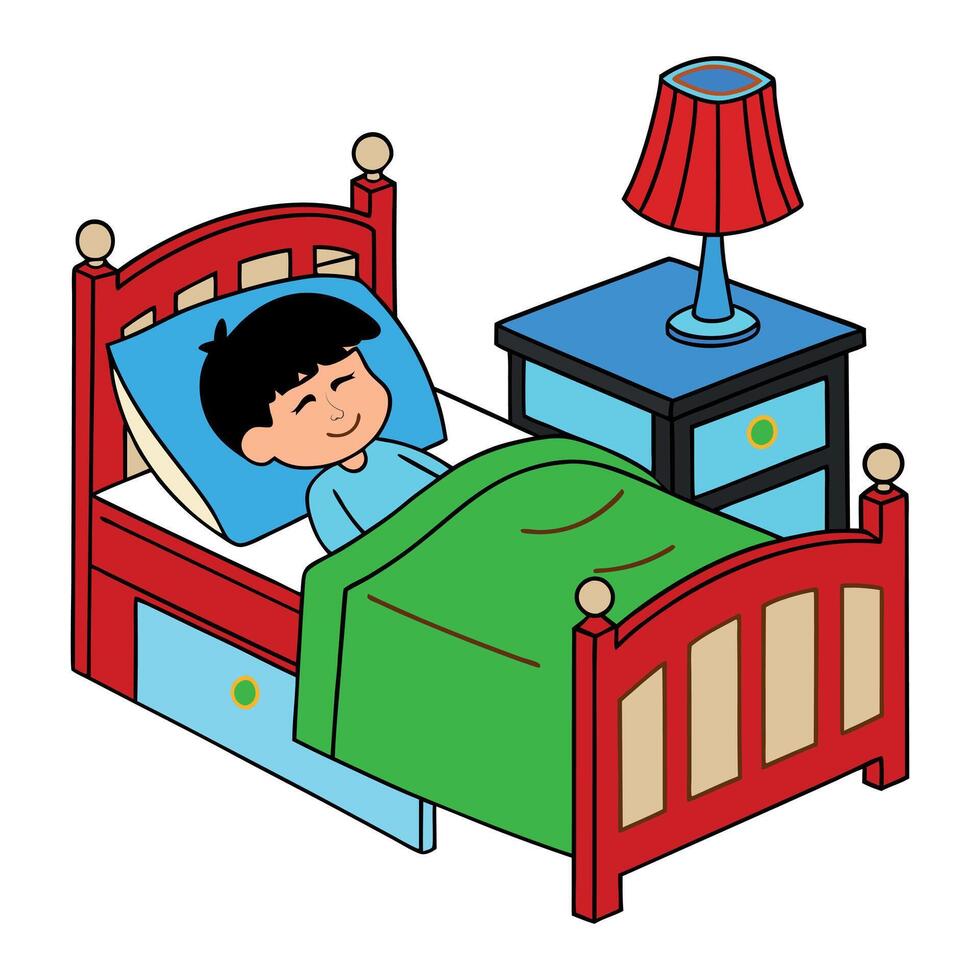 Little boy sleeping cartoon vector