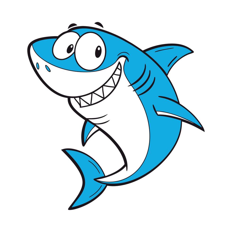 Cute shark cartoon posing and smiling vector