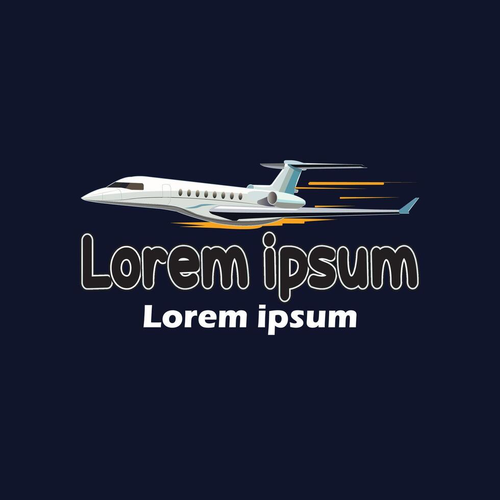 Luxury Private Jet Logo Design with Speed Effect on Dark Background vector