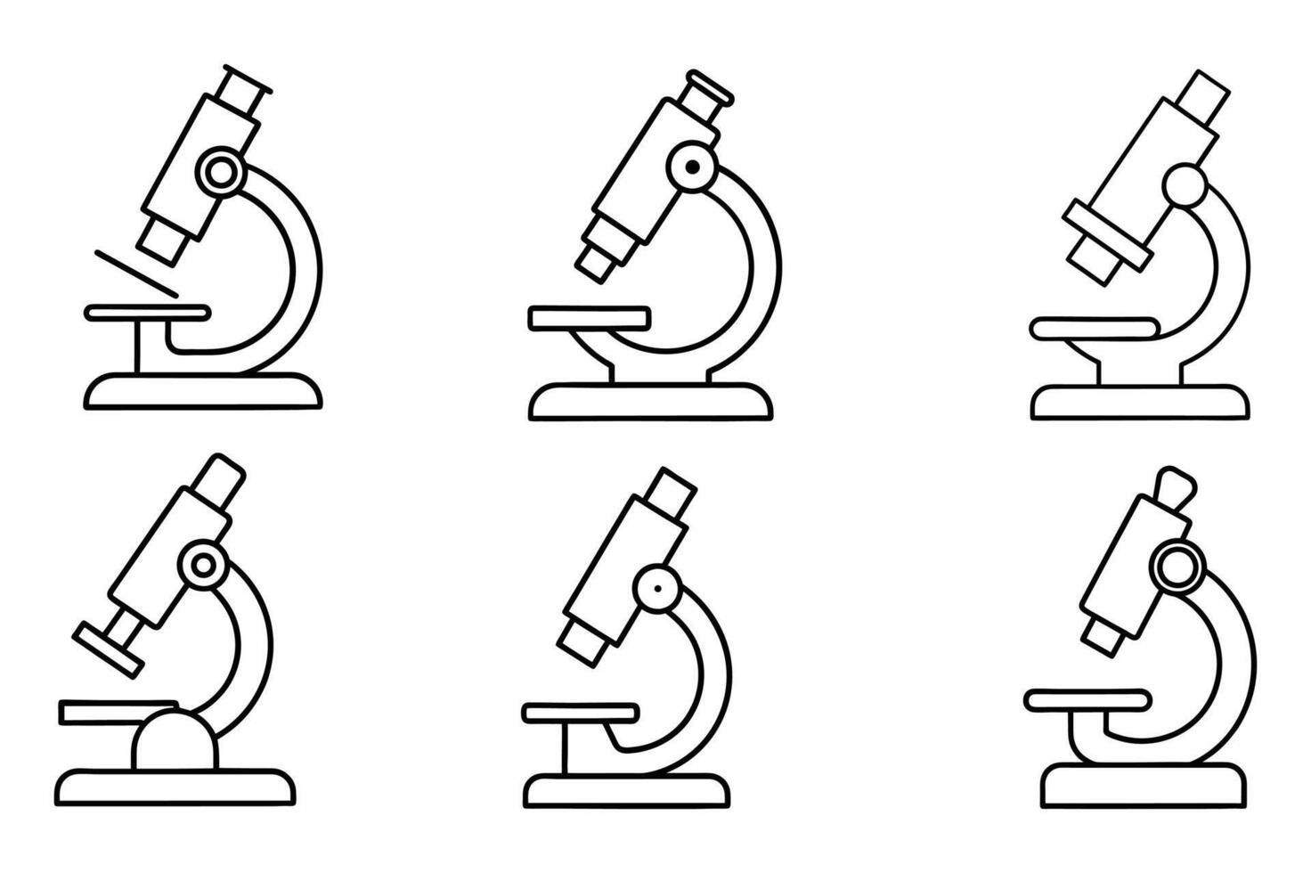 Simple Line Art Illustrations of Microscopes vector