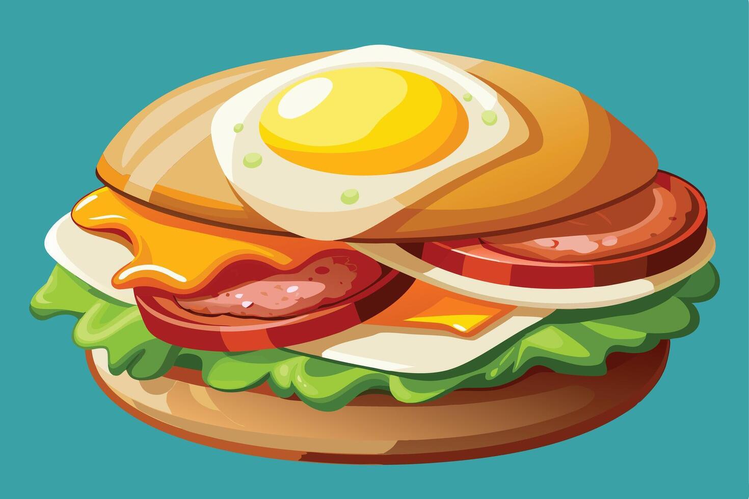 Deliciously Colorful Cartoon Sandwich with Egg vector