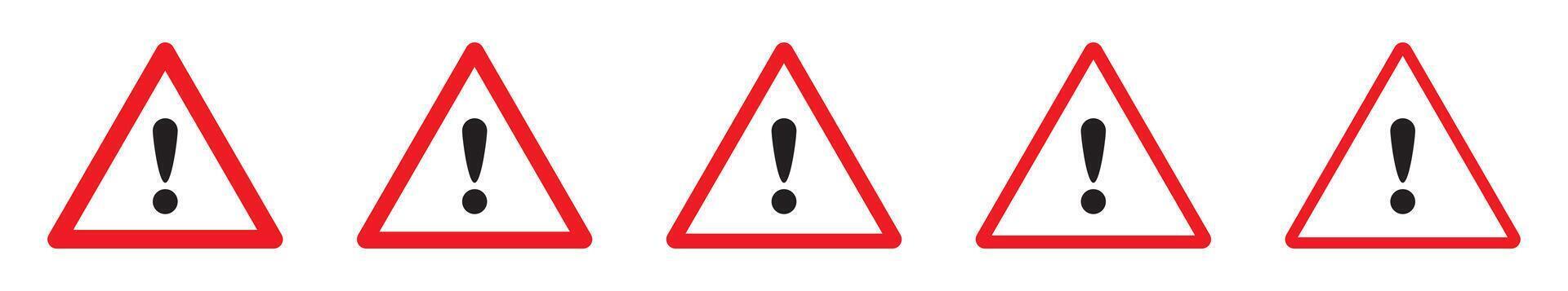 Red triangular warning icon with an exclamation mark on a white background. Danger warning sign. vector