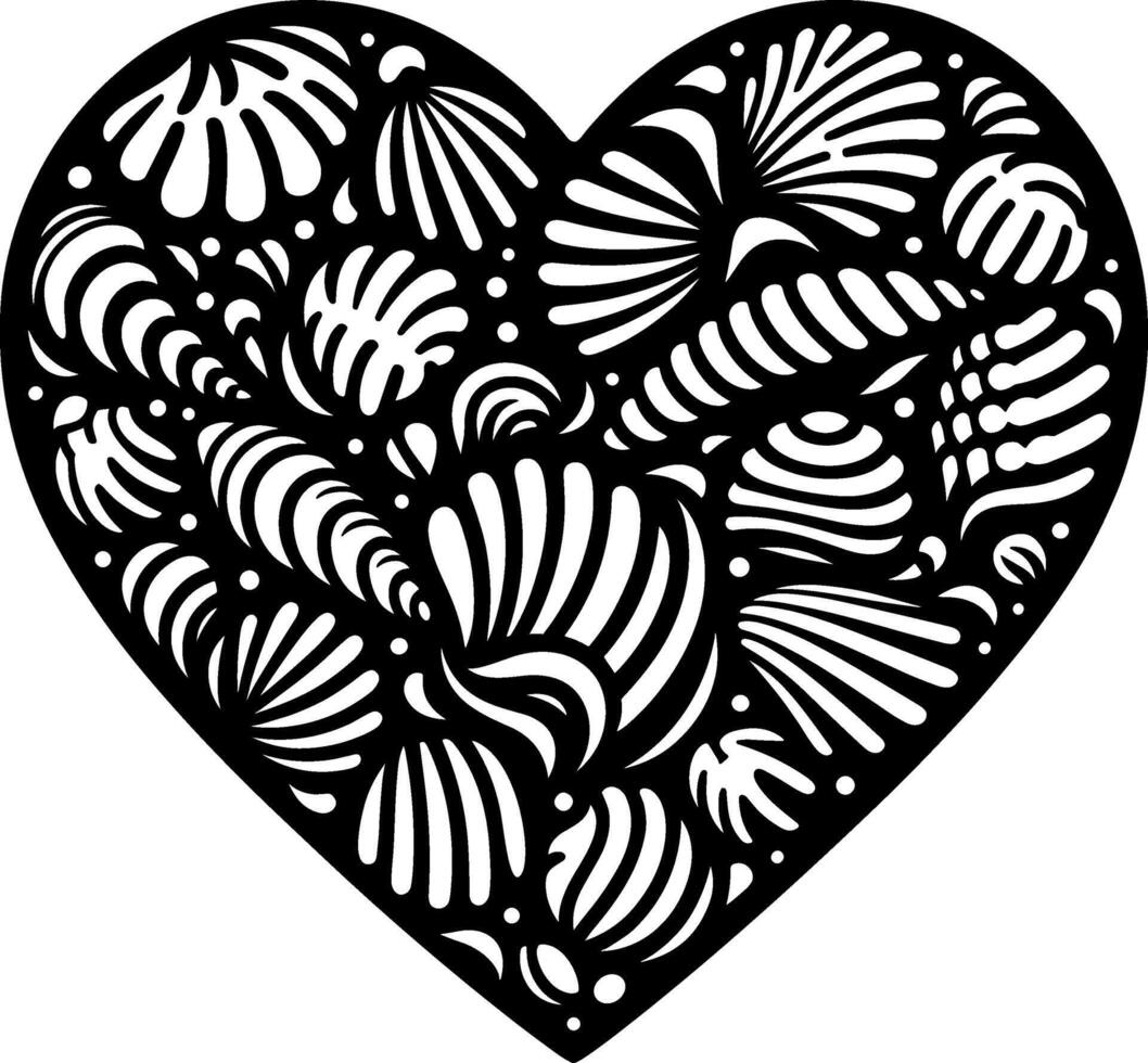 Elegant Seashell Heart Line Art vector