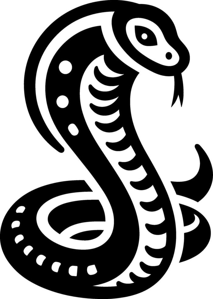 Cobra Snake Silhouette with Hood and Fangs vector