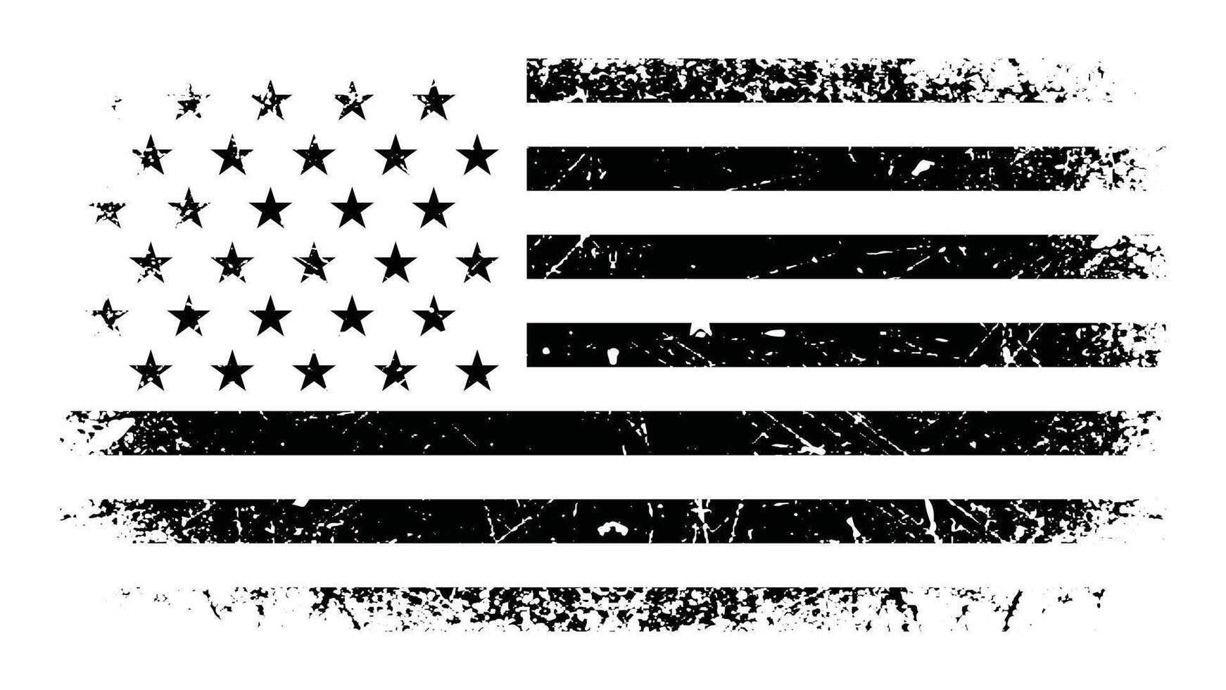 Black and white American flag with grunge vector