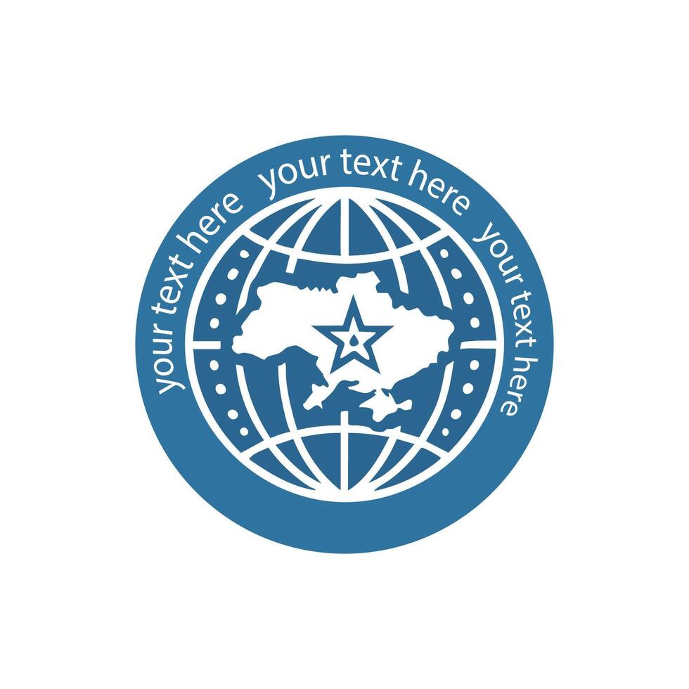 globe icon with map and star symbol, modern logo design for decoration or branding vector