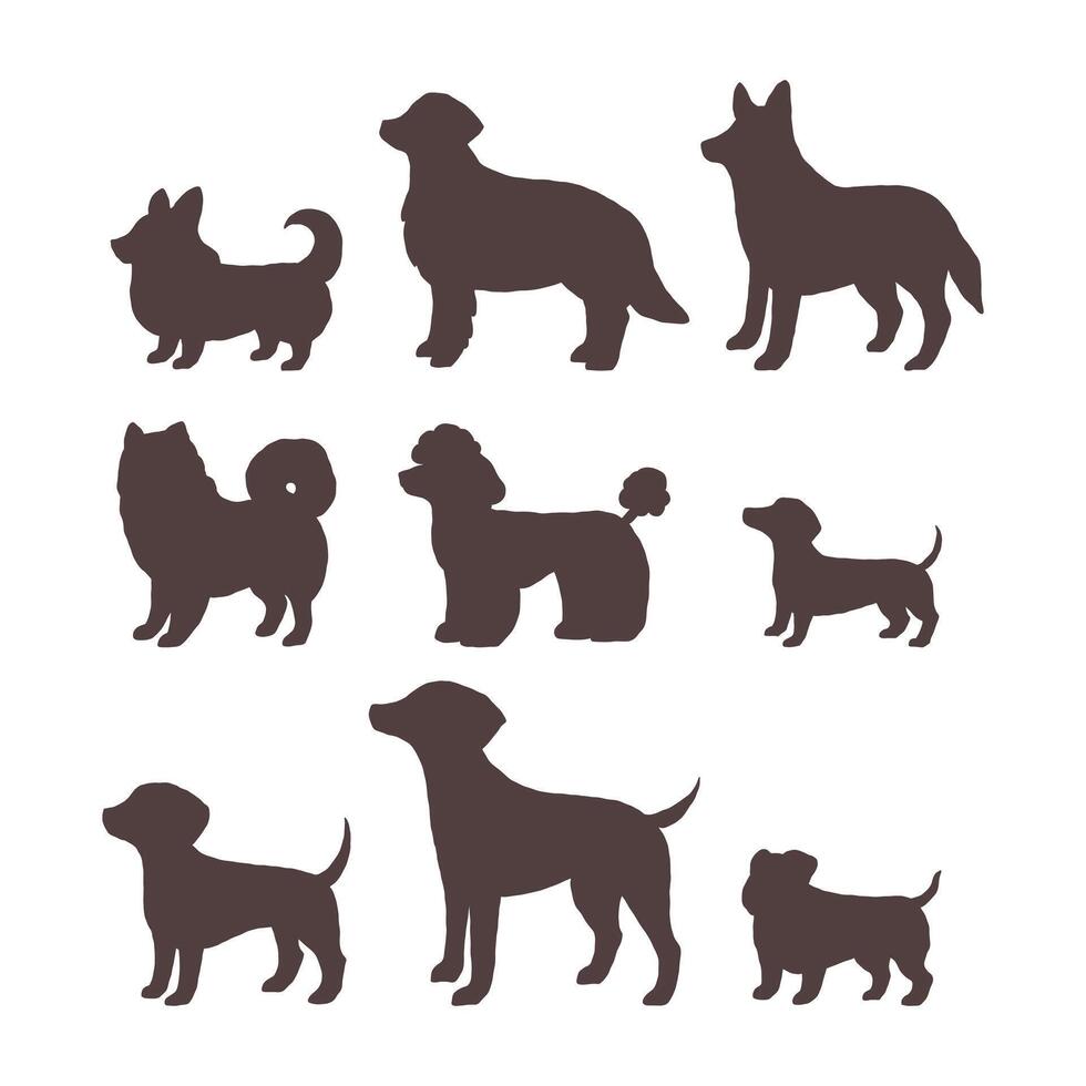 Silhouette of different breeds of dogs vector