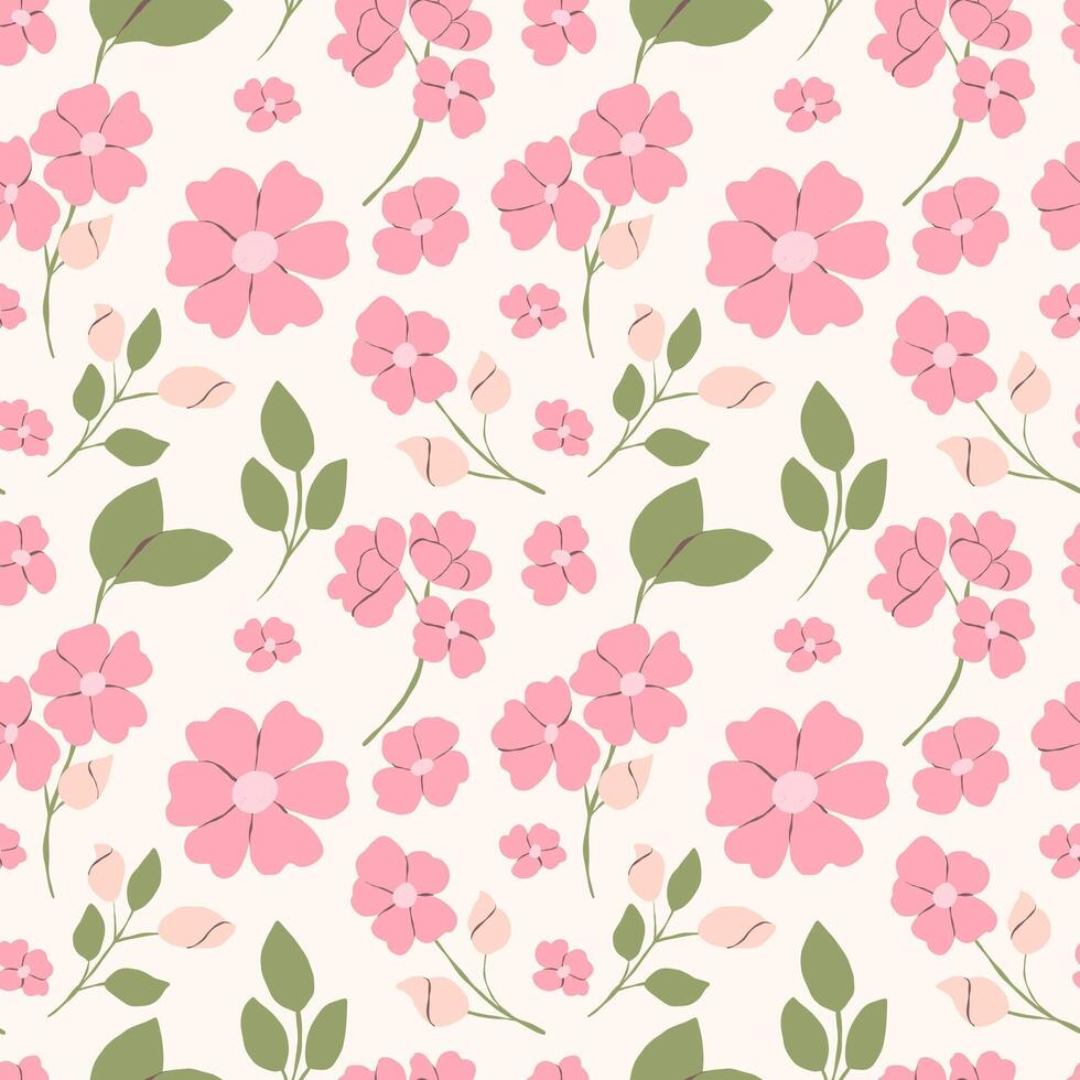 Seamless pattern with cherry blossoms on a light background vector
