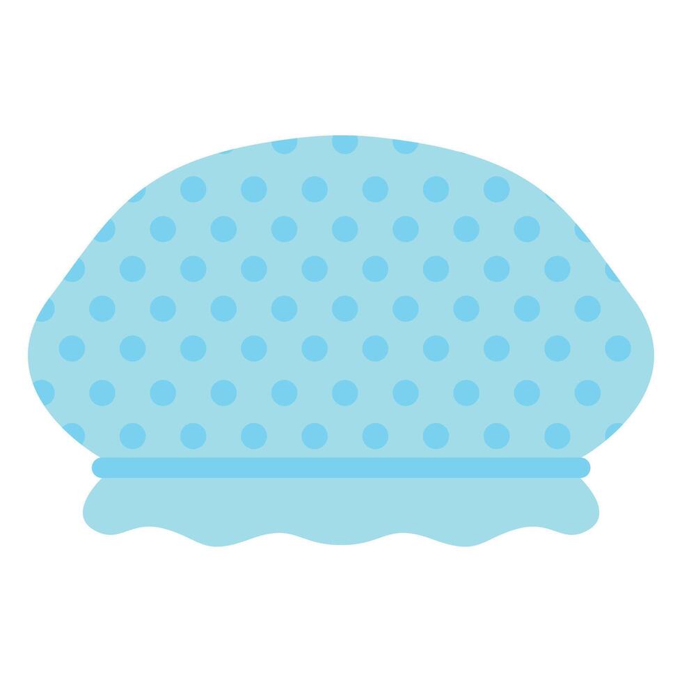 Light blue polkadotted shower cap with wavy bottom, perfect for beauty or sparelated designs needing a cute and fun touch. vector