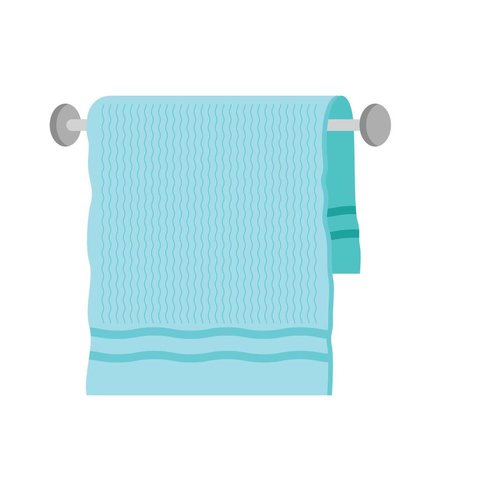 Light blue towel on metal bar, perfect for showcasing bathroom accessories or representing wellness and hygiene concepts in designs. vector