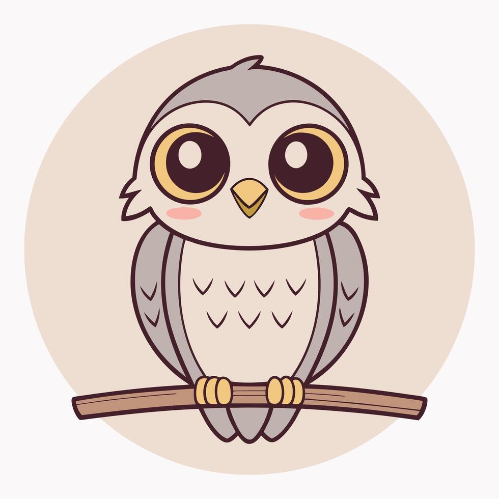 Owl on Branch Cute and Playful Animal vector
