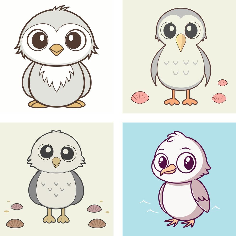 Cartoon Owl with Seashells, Whimsical Owl with Seashells Illustration vector