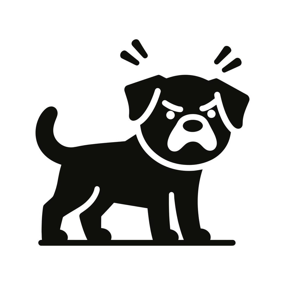 Angry Pug Silhouette Icon vector