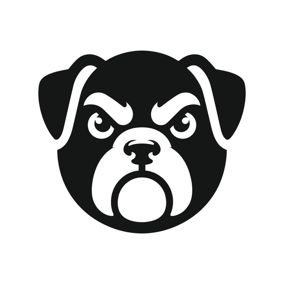 Angry Pug Dog Head Silhouette vector