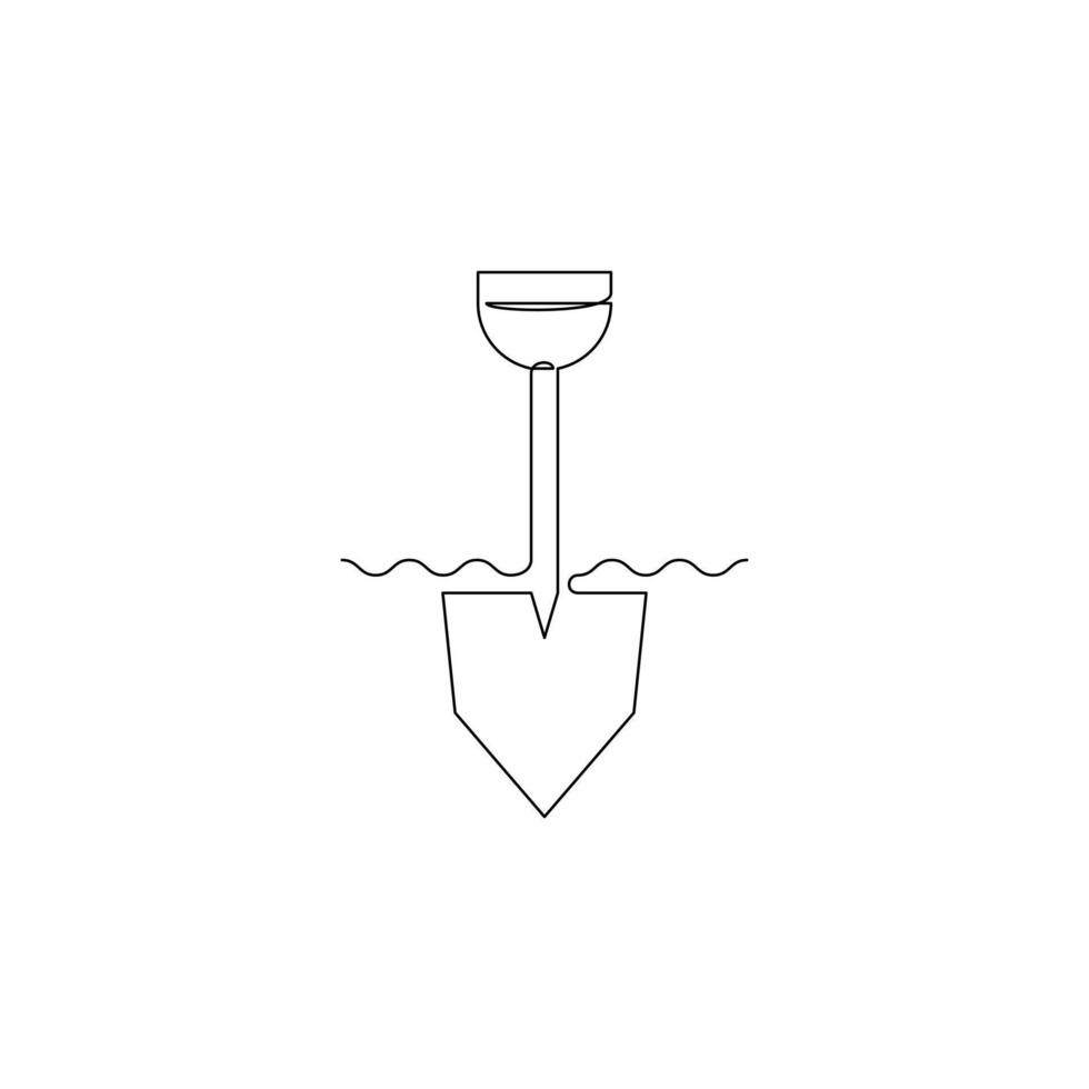 shovel line icon in continuous line style. line art, one continuous line, simple, hand drawn and sketch concept. for icons, symbols, signs or logos vector