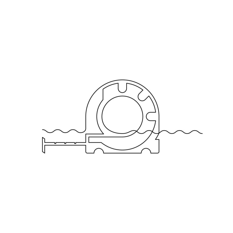 tape measure line icon in continuous line style. line art, one continuous line, simple, hand drawn and sketch concept. for icons, symbols, signs or logos vector
