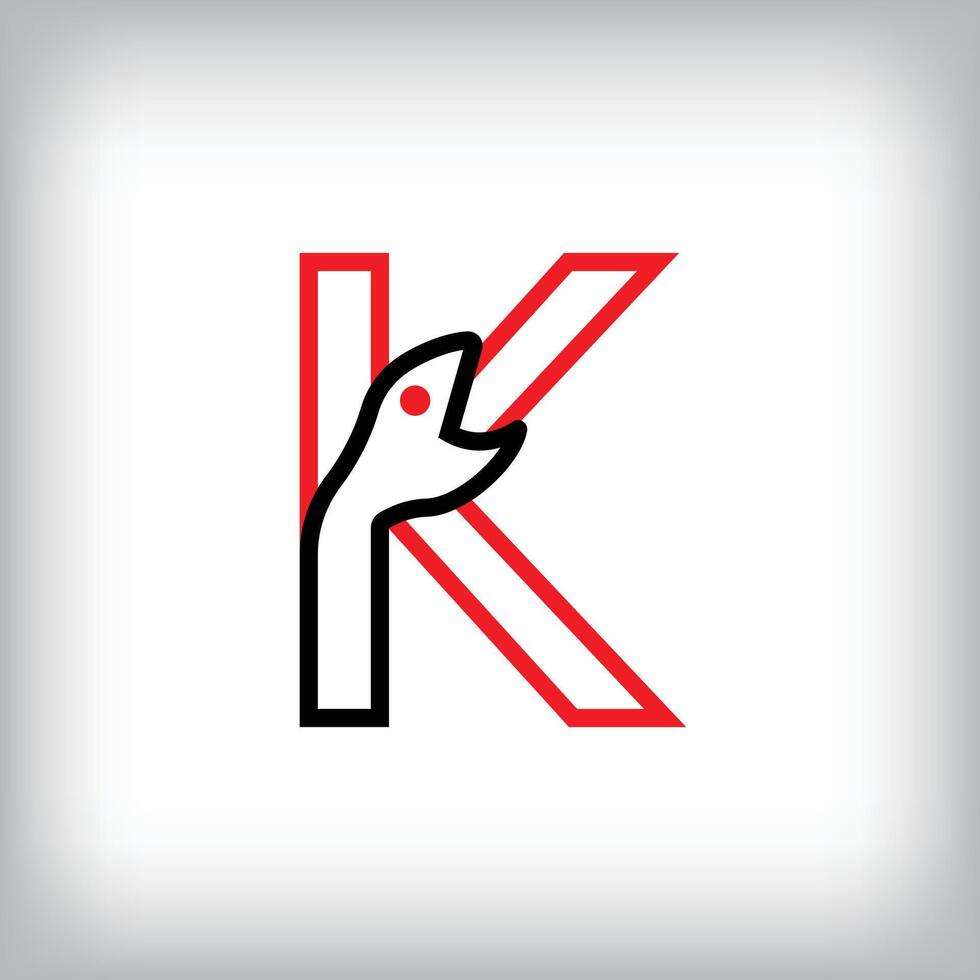 Ouroboros infinity letter K logo design. Self-eating snake linear design for companies. Traditional reptile template vector