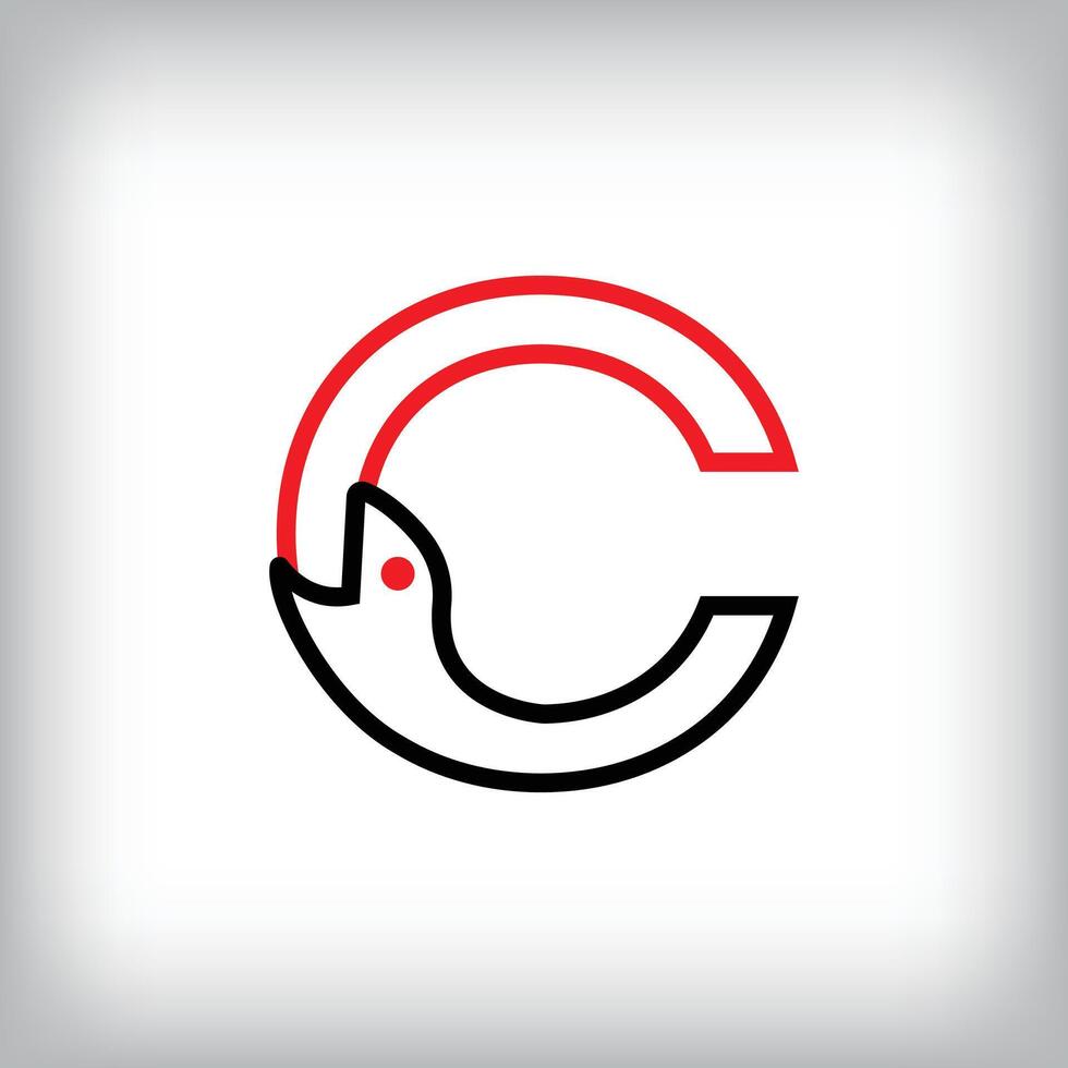 Ouroboros infinity letter C logo design. Self-eating snake linear design for companies. Traditional reptile template vector