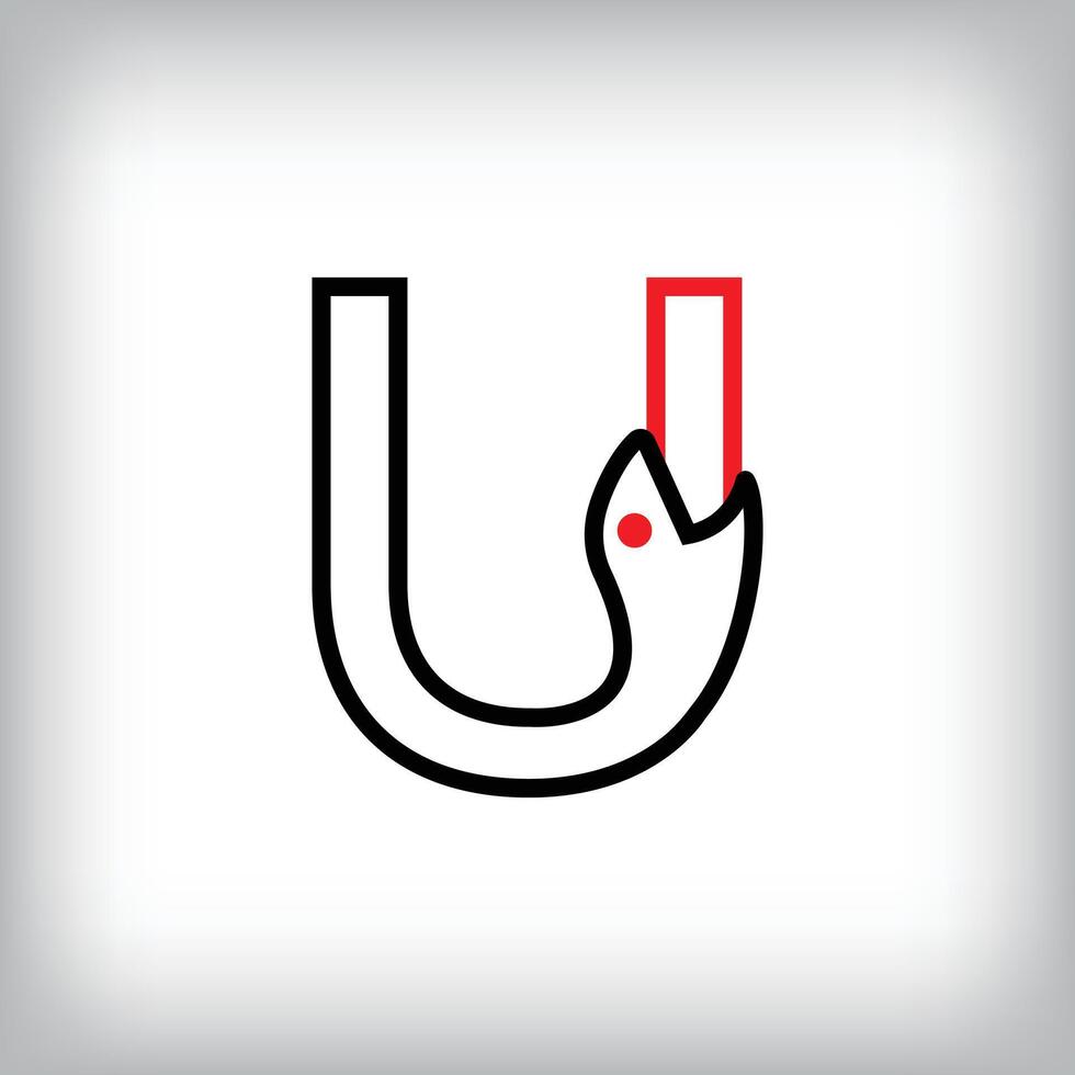 Ouroboros infinity letter U logo design. Self-eating snake linear design for companies. Traditional reptile template vector