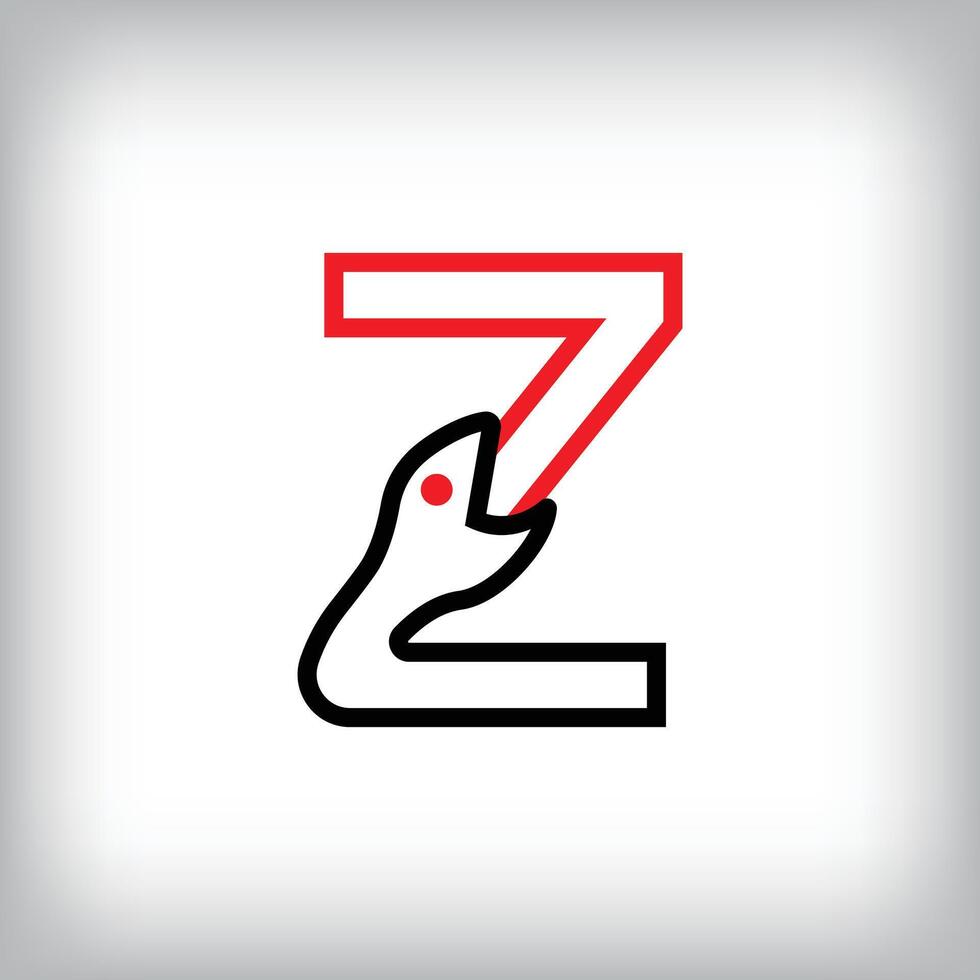 Ouroboros infinity letter Z logo design. Self-eating snake linear design for companies. Traditional reptile template vector