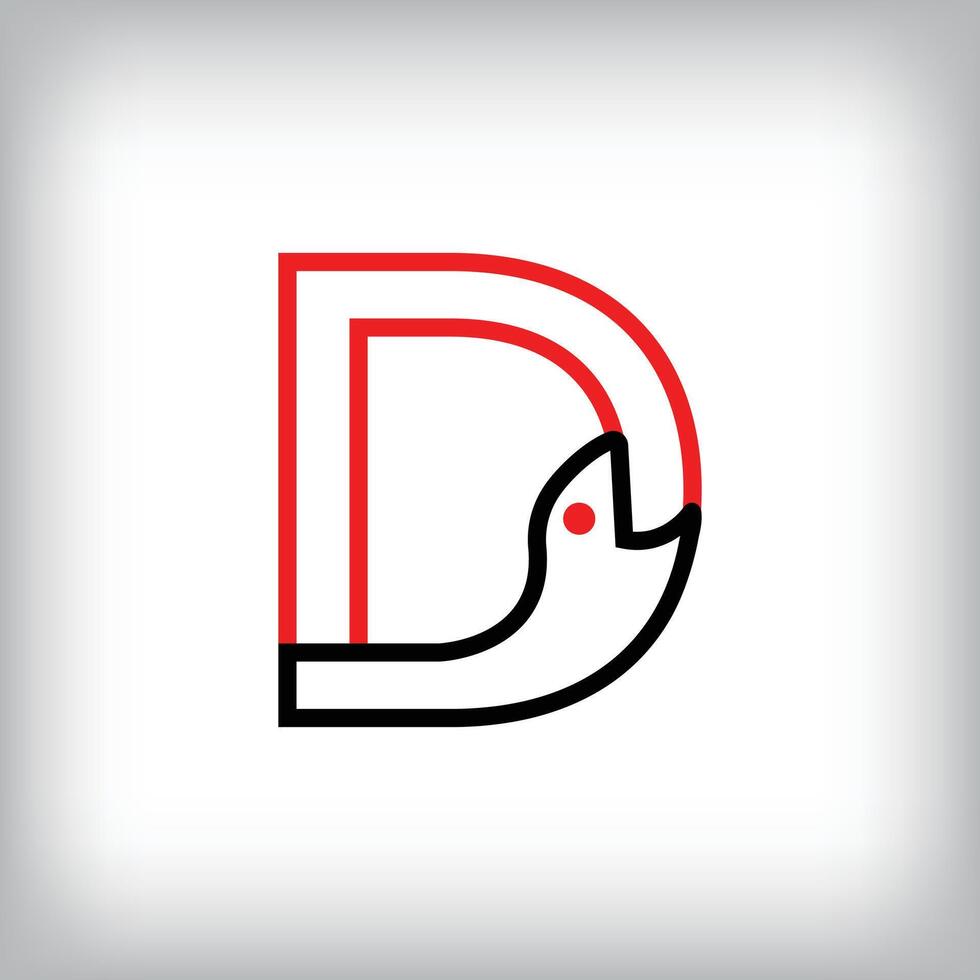 Ouroboros infinity letter D logo design. Self-eating snake linear design for companies. Traditional reptile template vector