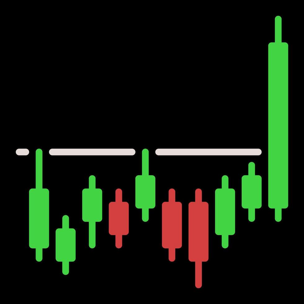 Level Breakout Candlestick Chart colored icon or sign vector