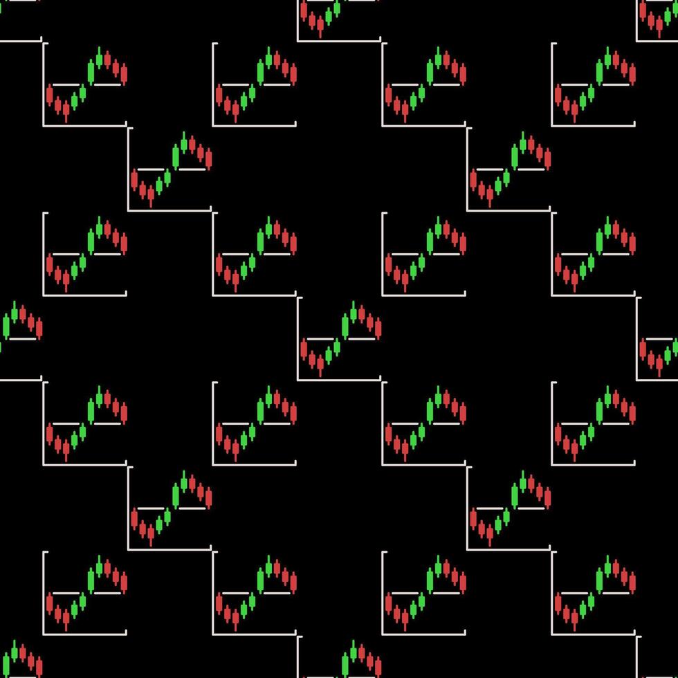 Level and Candlestick Chart Analytics colored seamless pattern vector