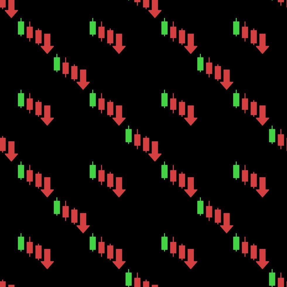 Downtrend Candlestick Pattern Cryptocurrency Analytics colored seamless pattern vector