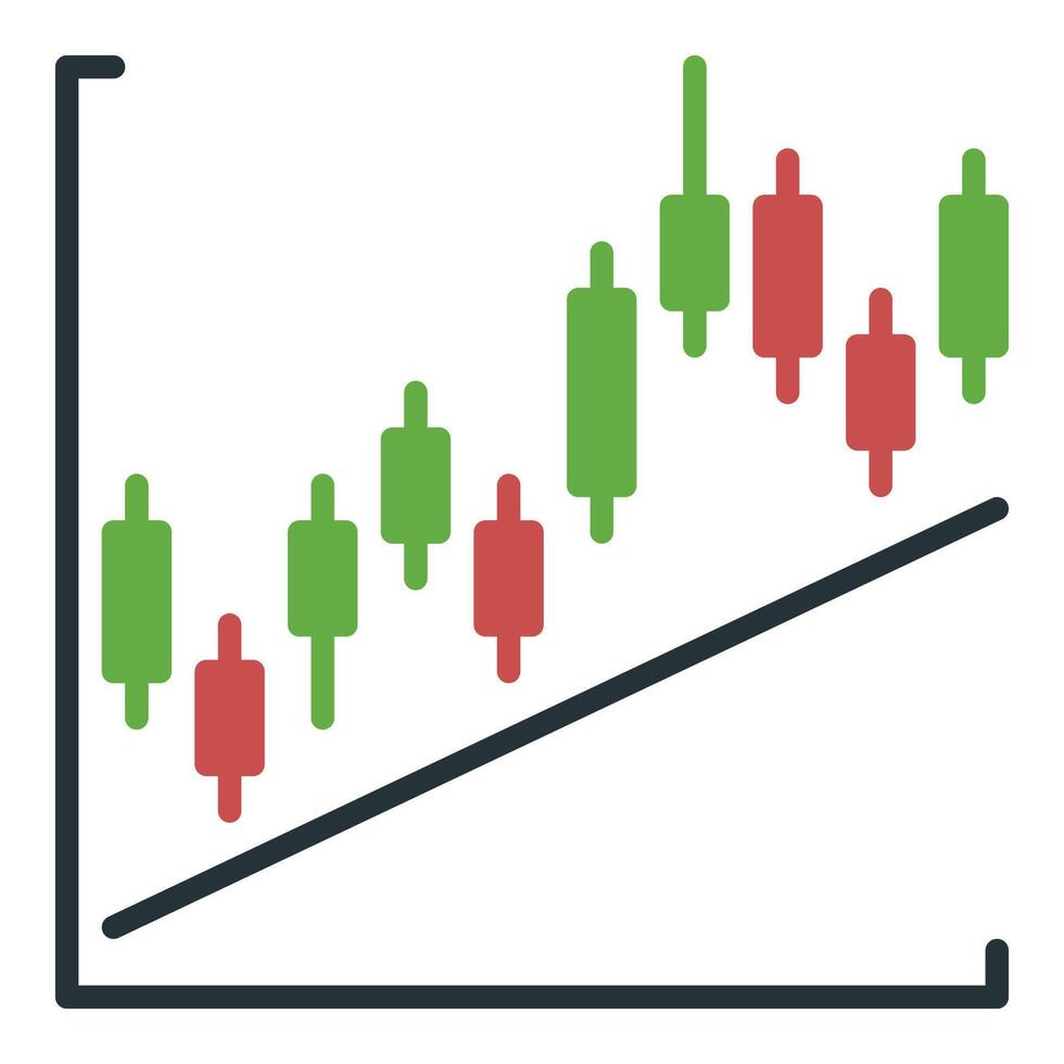 Trend and Candlestick Chart Crypto Investment icon or symbol vector