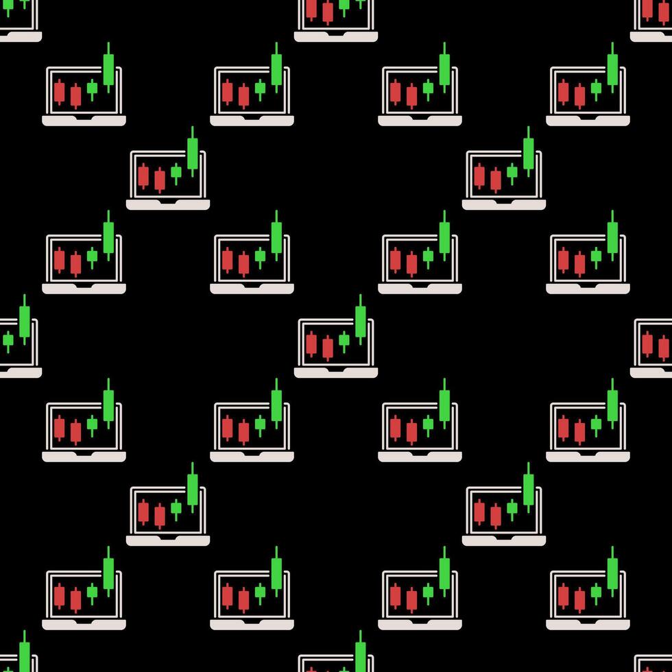 Candlestick Pattern on Laptop Screen Margin Trading colored seamless pattern vector