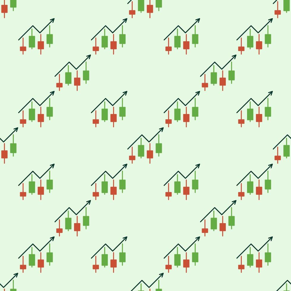 Candlestick Chart with Arrow Technical Analysis seamless pattern vector