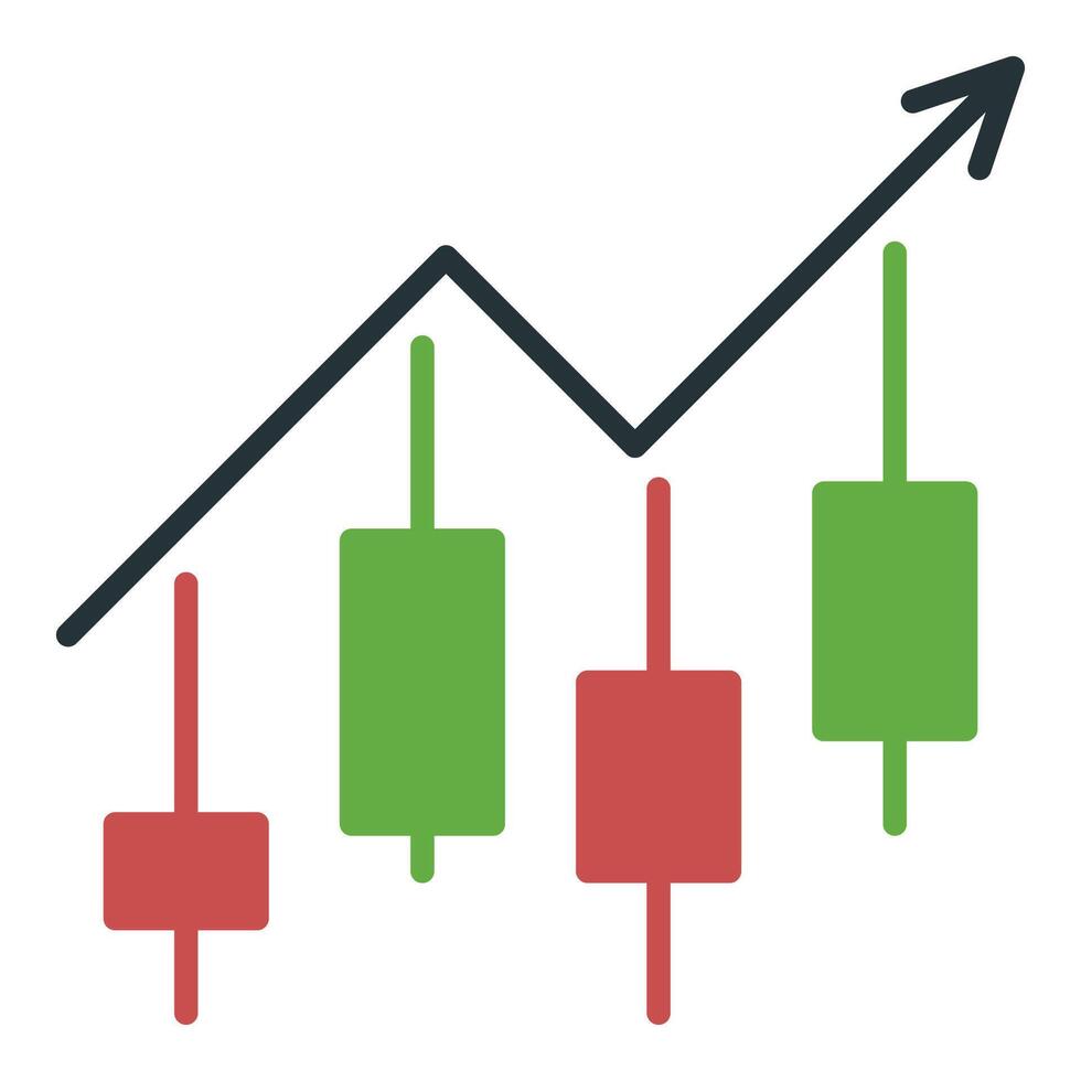 Candlestick Chart with Arrow Technical Analysis icon or symbol vector