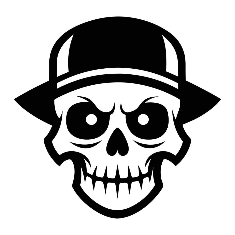 a skull wearing a hat with a black face vector