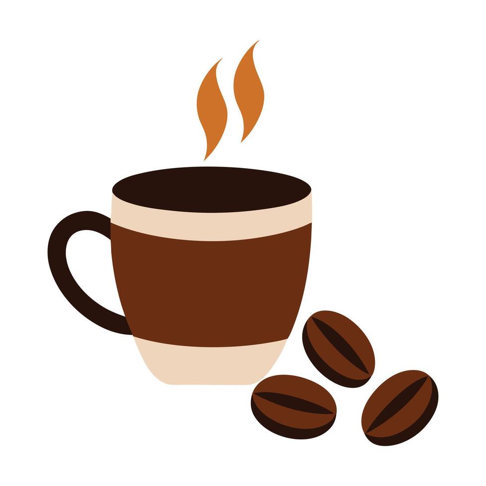 coffee cup and beans on white background vector