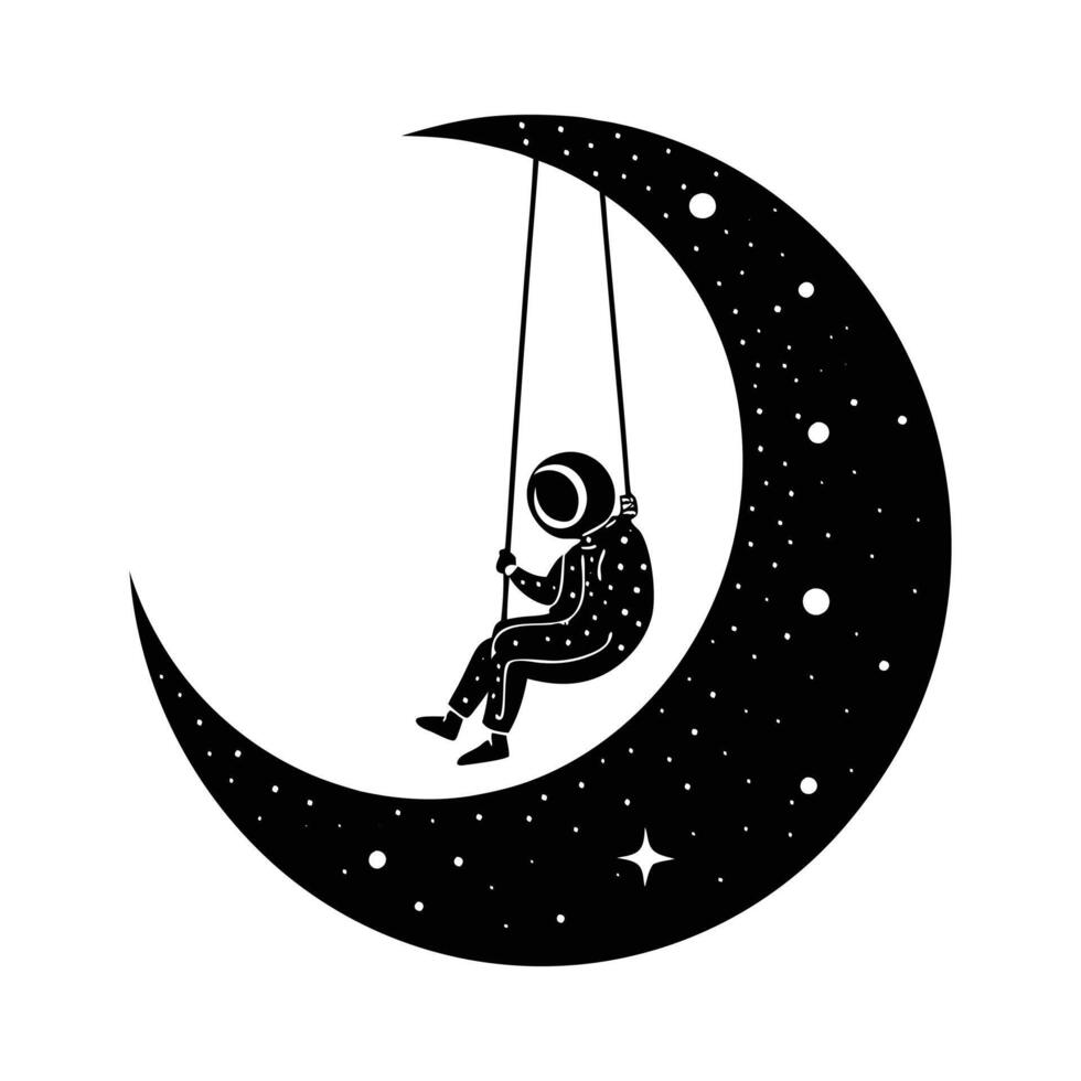 astronaut on the moon illustration white background. vector
