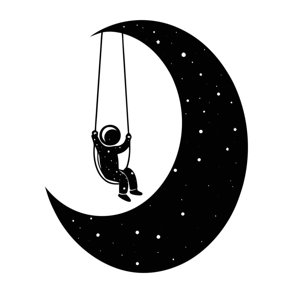 astronaut on the moon illustration vector