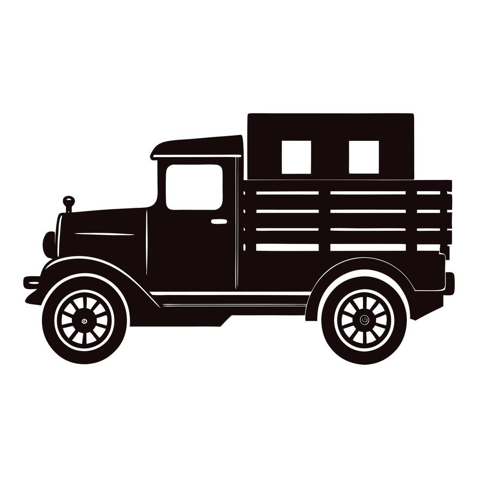 an old truck with a wooden box on the back vector