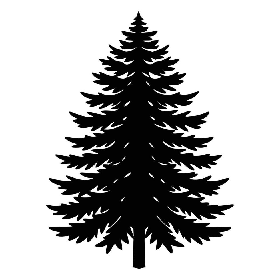 a black silhouette of a pine tree vector
