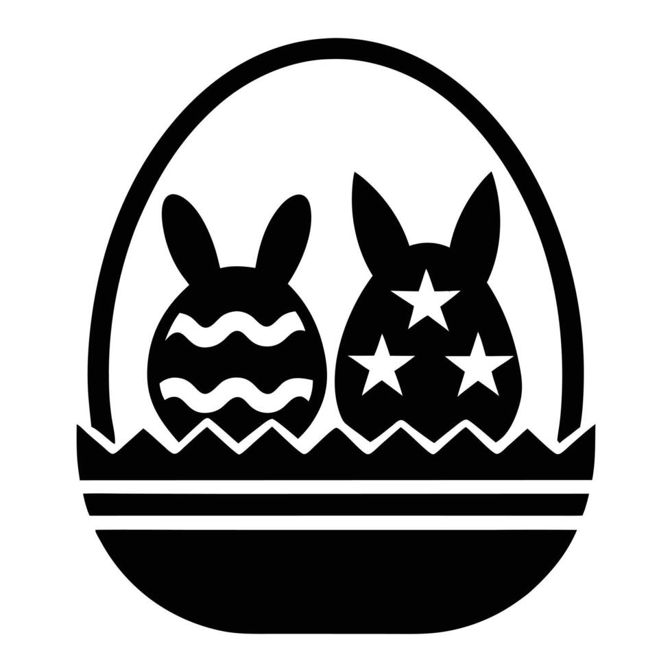 easter bunny in basket icon illustration vector
