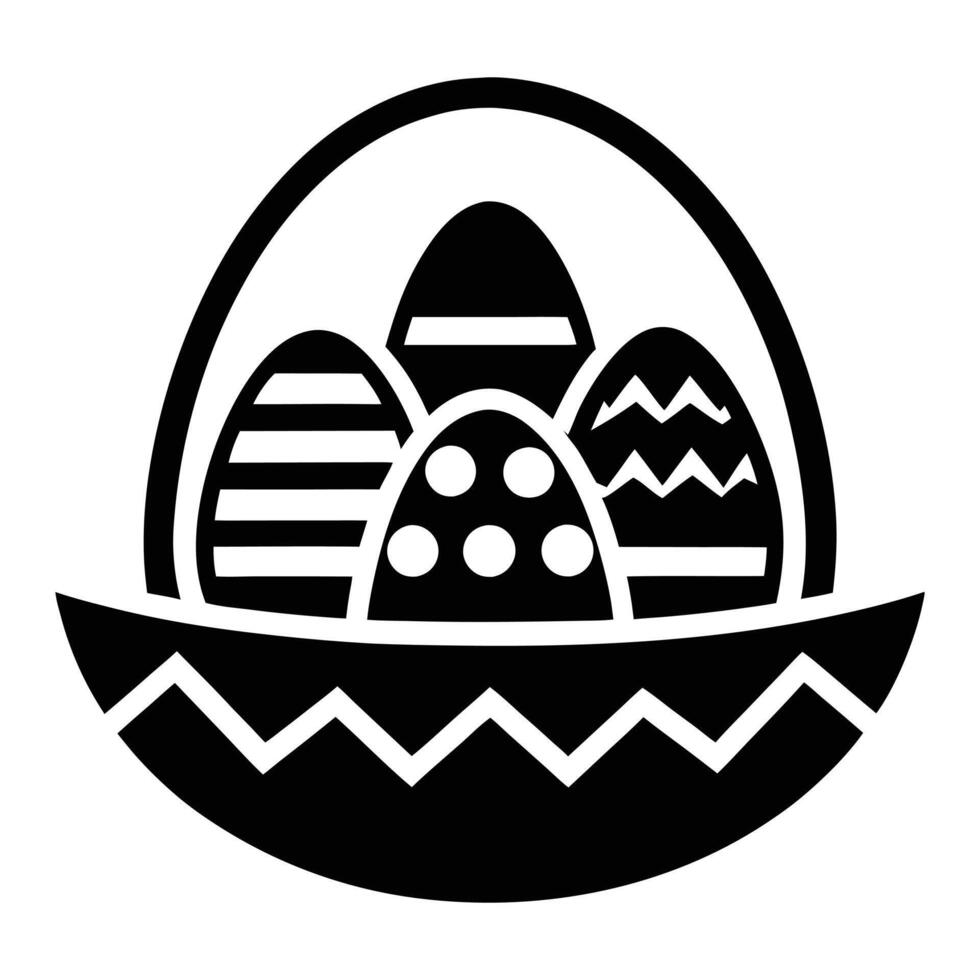 Easter eggs in basket icon illustration vector