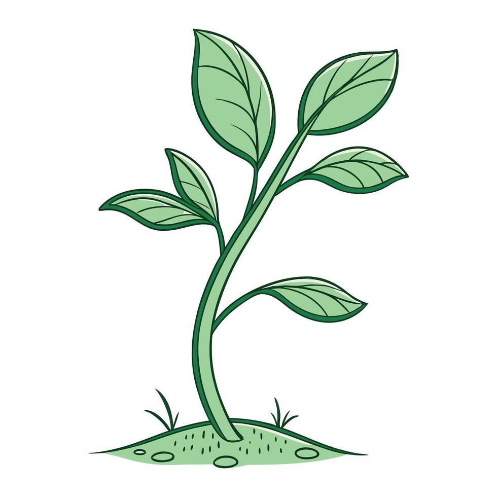 a cartoon plant growing out of the ground vector