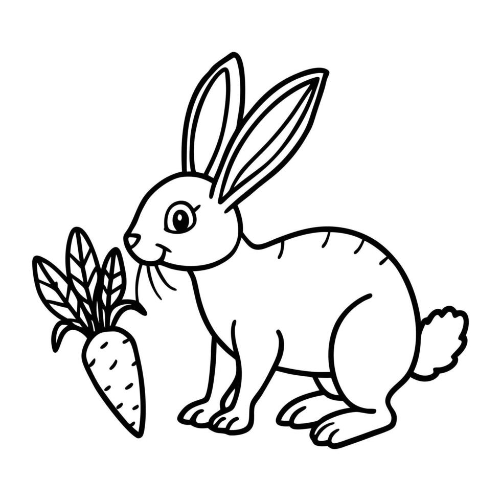 rabbit eating carrot coloring page 55490361 Vector Art at Vecteezy
