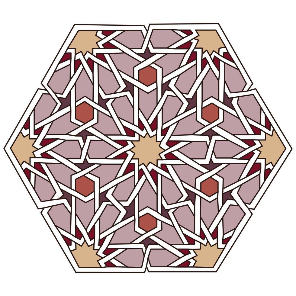 Islamic pattern. Geometric lattice mandala in Arabic style. Oriental ornament. Mosque decoration element. Muslim mosaic. Arabesque. Coloring book page. Persian motifs. vector