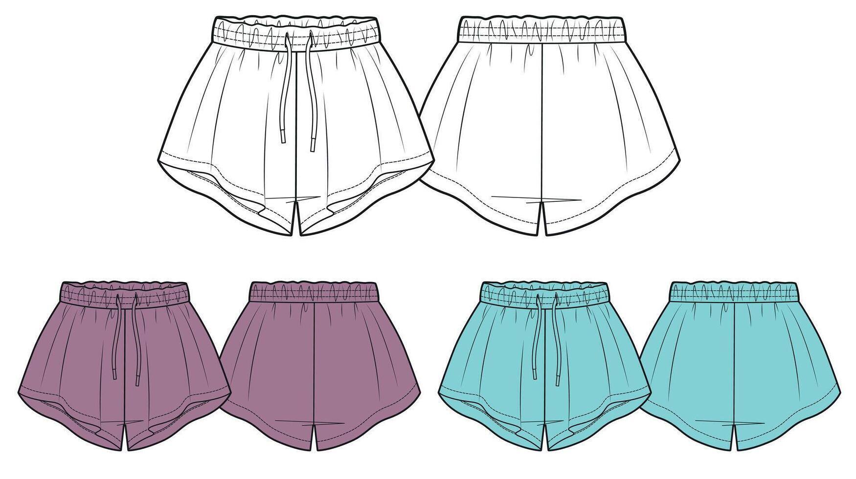 woman high waist drawstring short fashion sketch vector