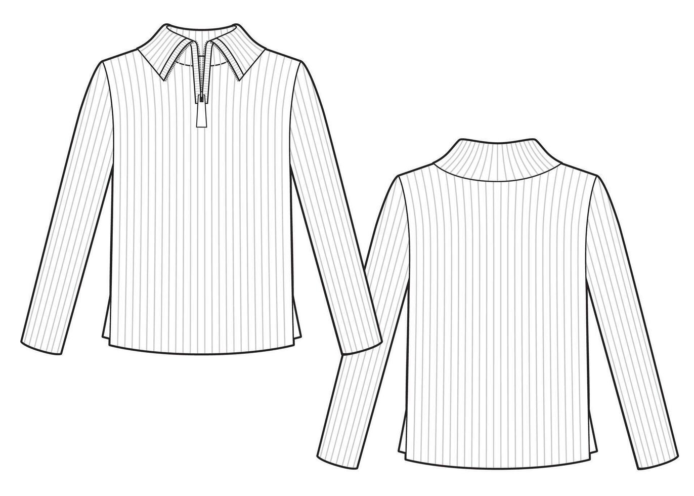 Womans sweat top with half zipper detail vector