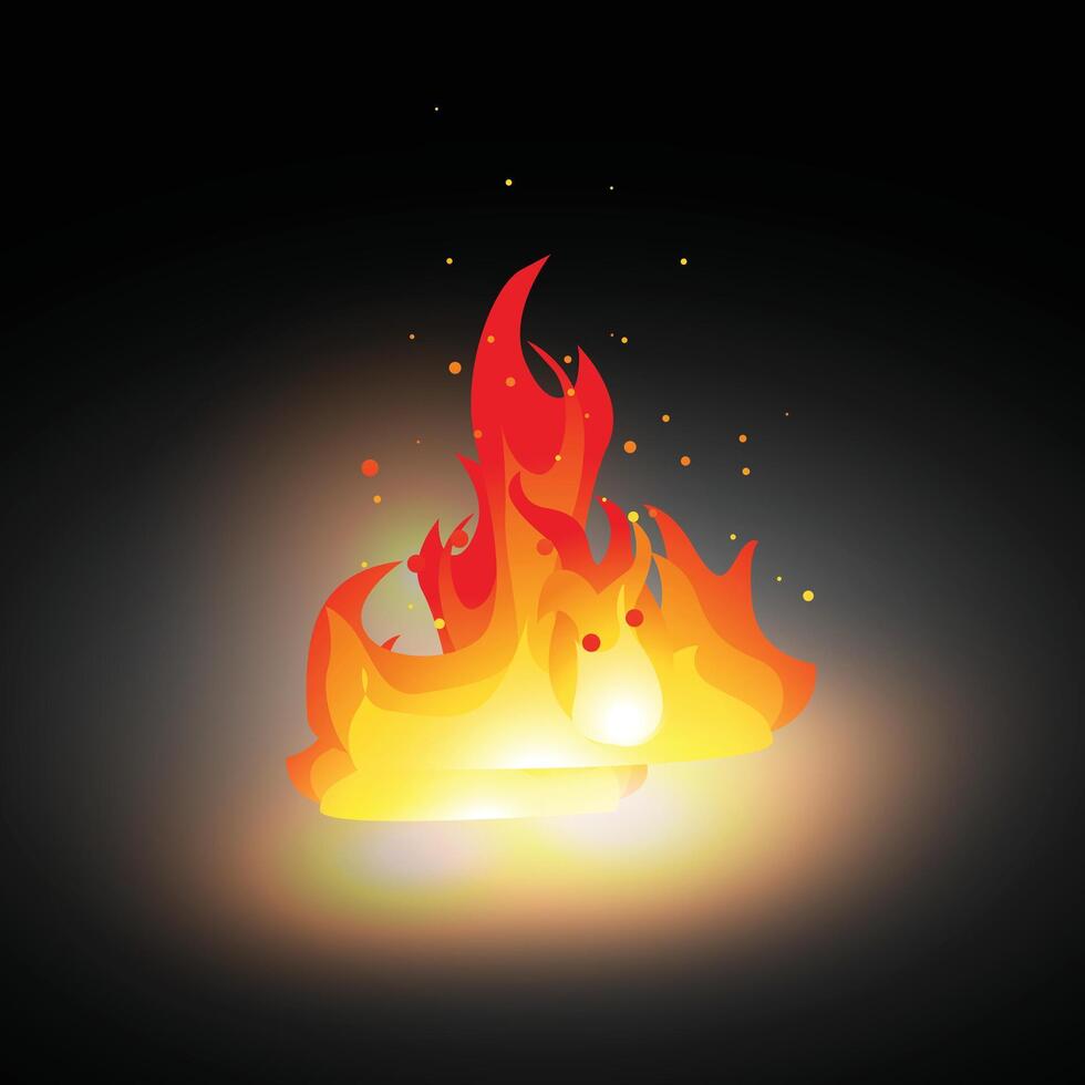 Burnfire with a black background, illustration vector
